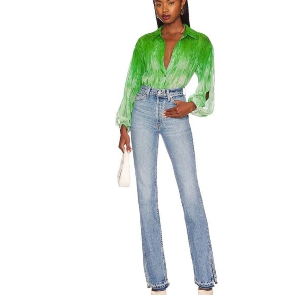 EB Denim womens Unraveled Two Jean size 23 Luca Button Fly Ankle Slit 33" inseam - Picture 2 of 8